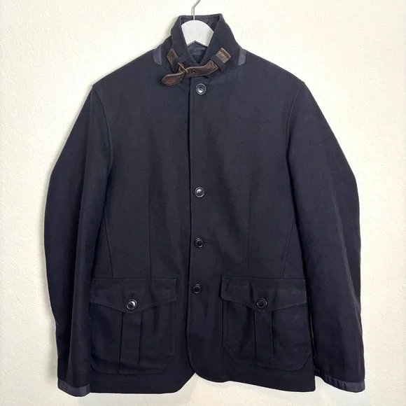 Barbour Barkston Deep Navy Wool Blend Men’s Jacket Small to Medium Heritage - Picture 2 of 16